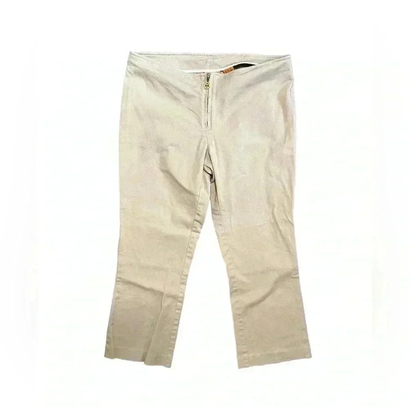 Tory Burch Khaki Exposed Zipper Capri Pants Size 4 - Picture 1 of 5